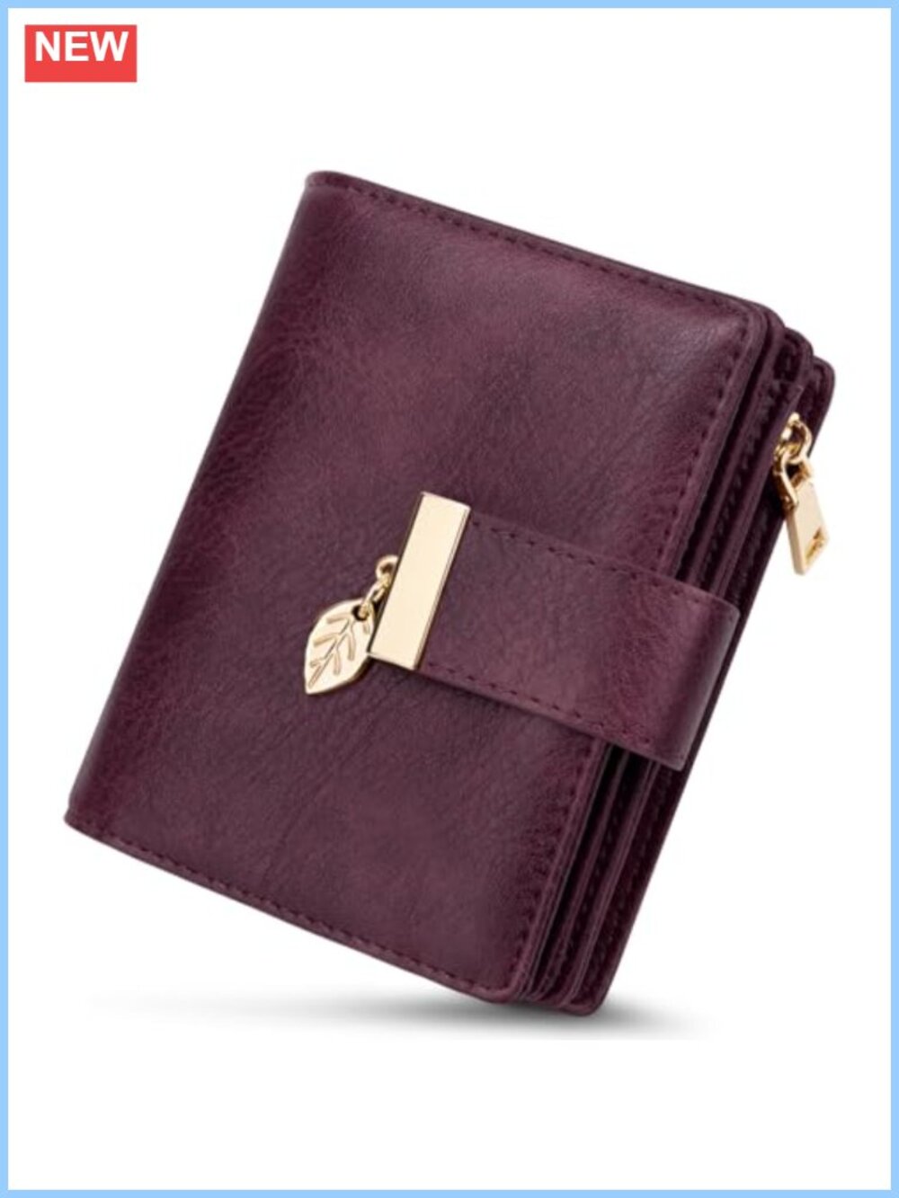 Small RFID Blocking Wallet PU Leather Zip Compact Card Holder